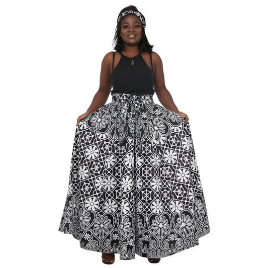 Floral Geometric Ankara Print Long Maxi Skirt 16317-77 - Advance Apparels Inc