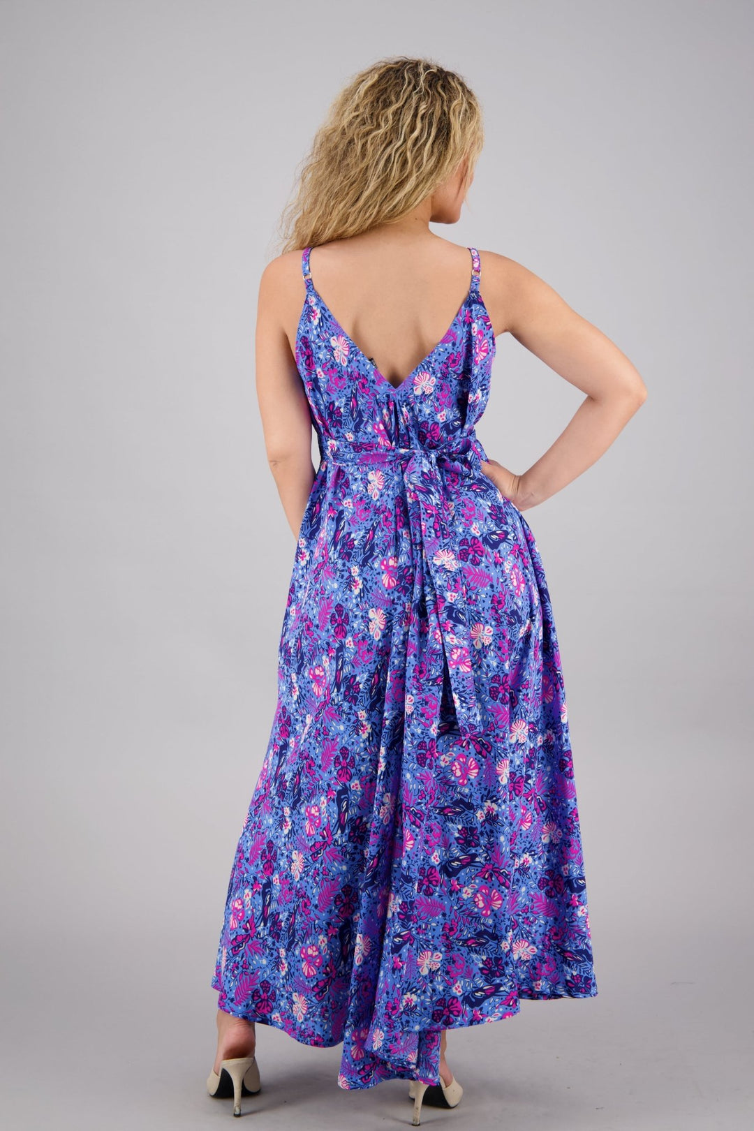 Floral Print Silk Maxi Dress AB16068 - Advance Apparels Inc