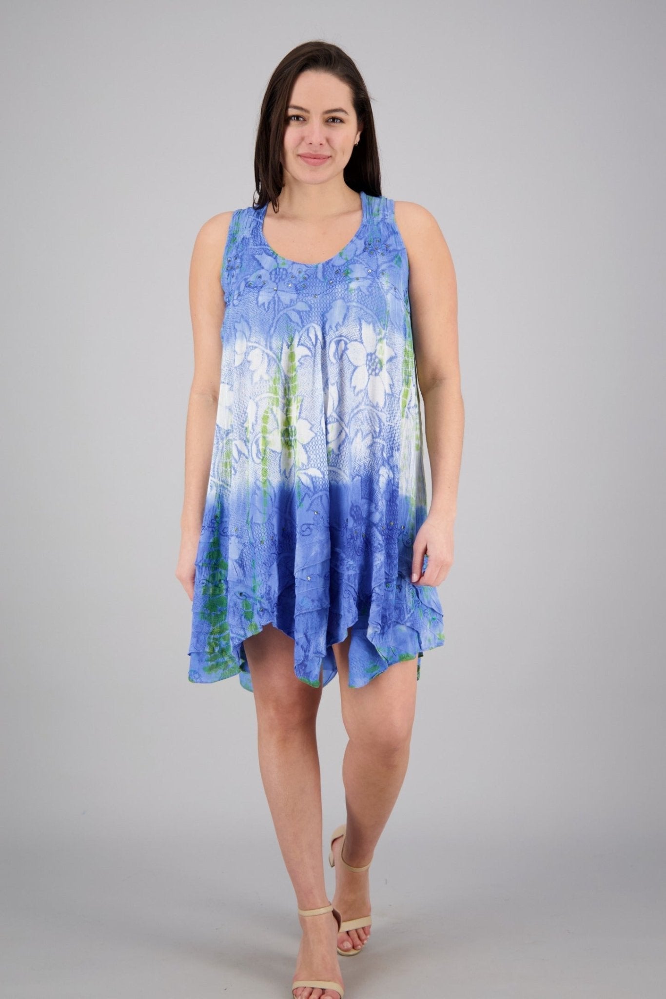 Floral Print Tie-Dye Dress 191478 - Advance Apparels Inc