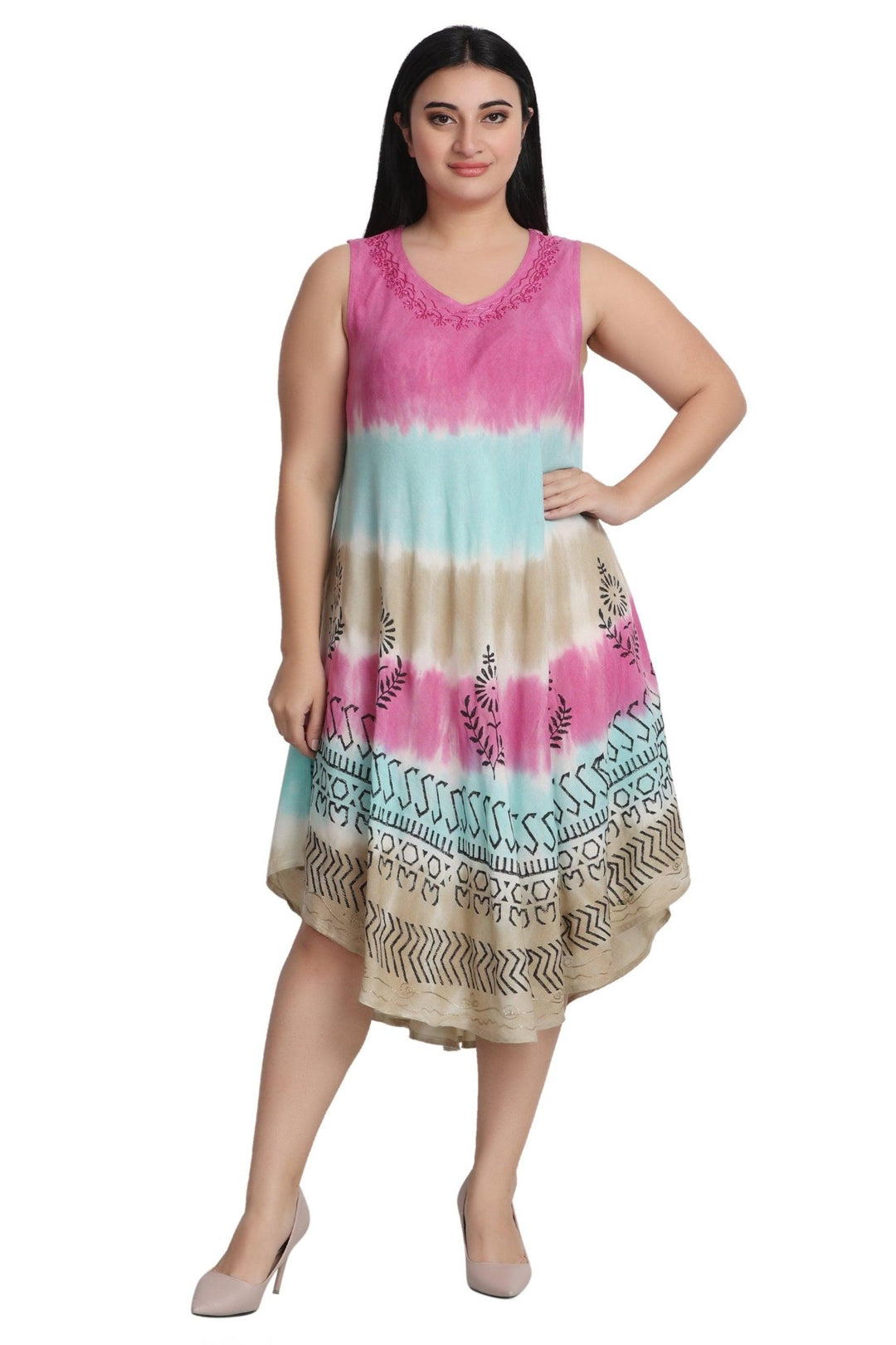 Geometric Block Print Dress 482139-R - Advance Apparels Inc