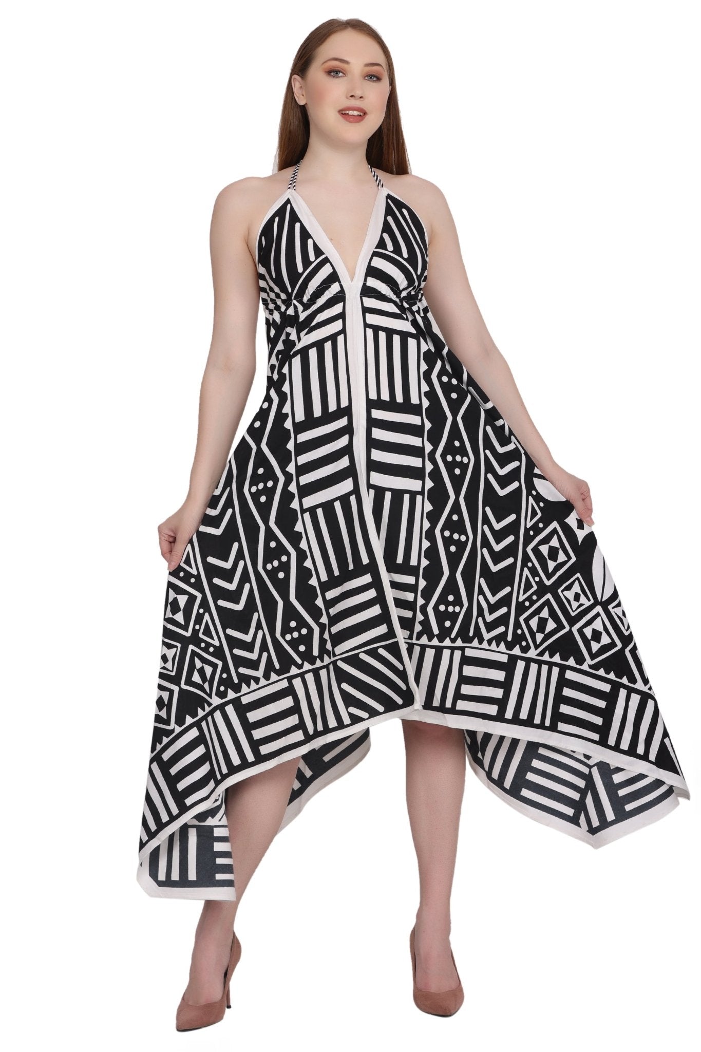 Geometric Print Scarf Dress 1951 - Advance Apparels Inc