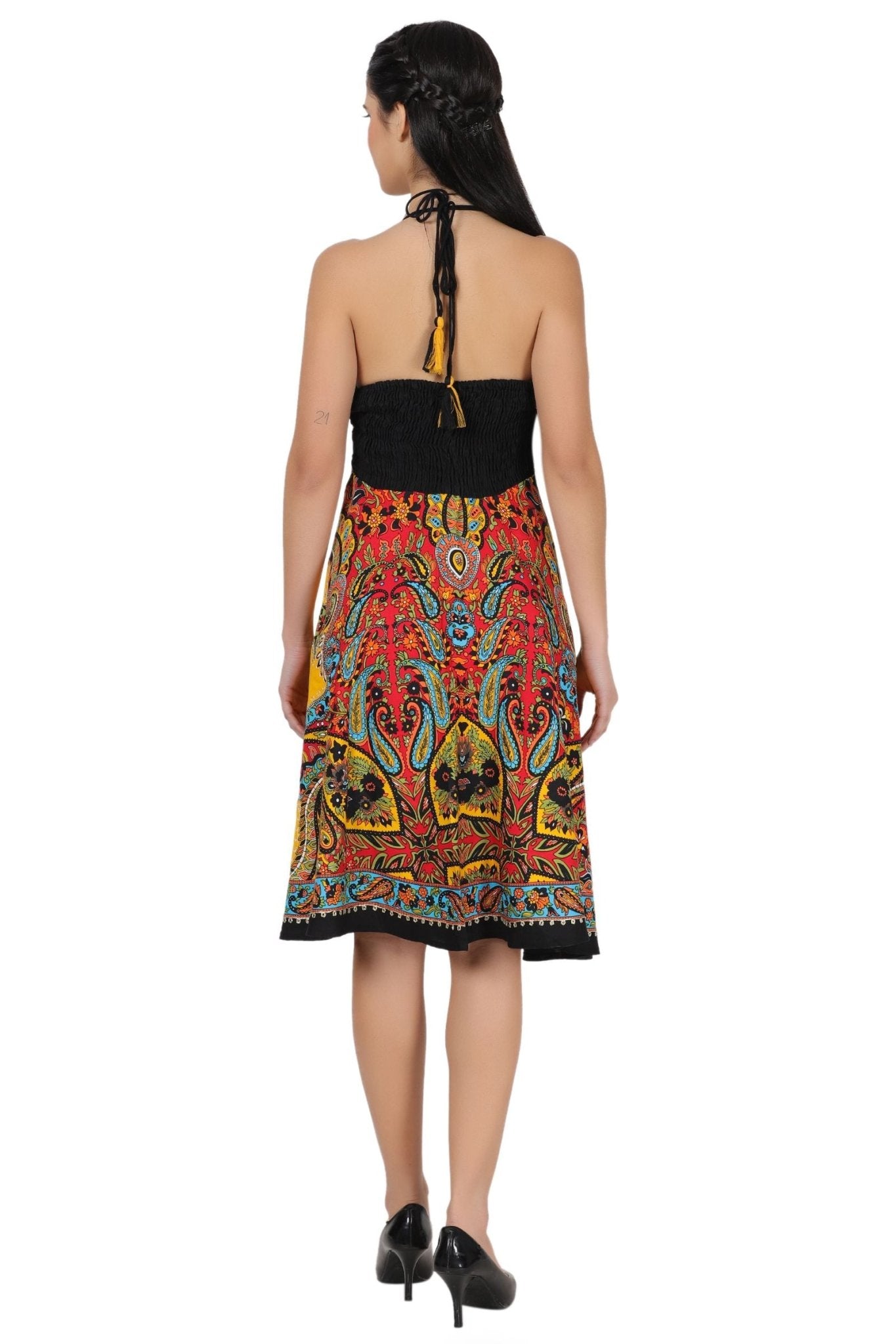 Halter Top Elastic Back Mid-Length Batik Dress PD-9706 - Advance Apparels Inc