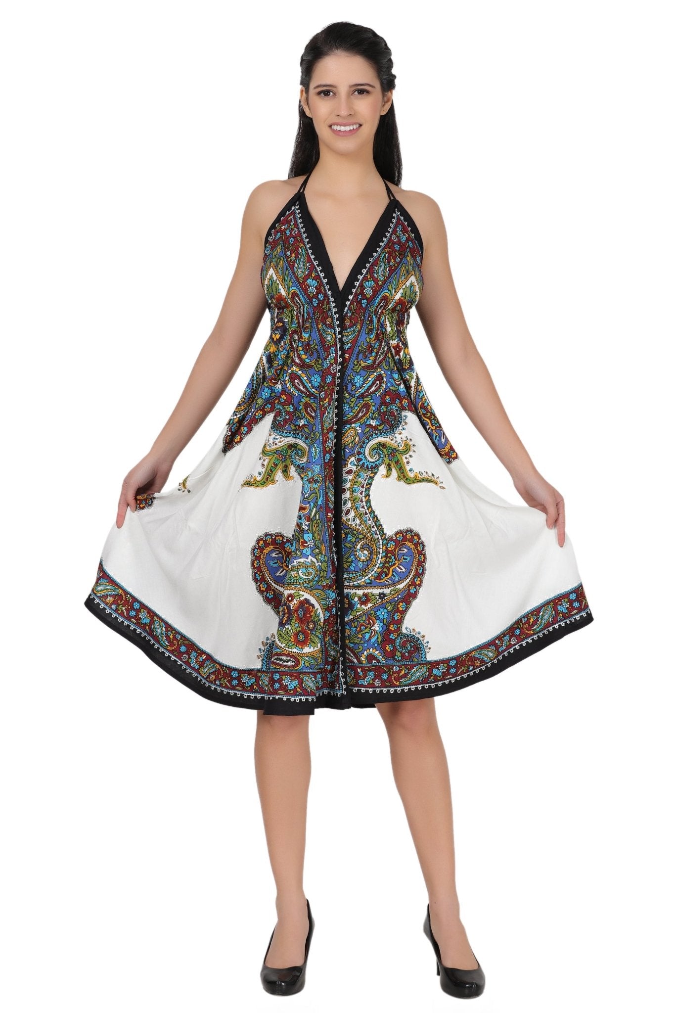 Halter Top Elastic Back Mid-Length Batik Dress PD-9706 - Advance Apparels Inc