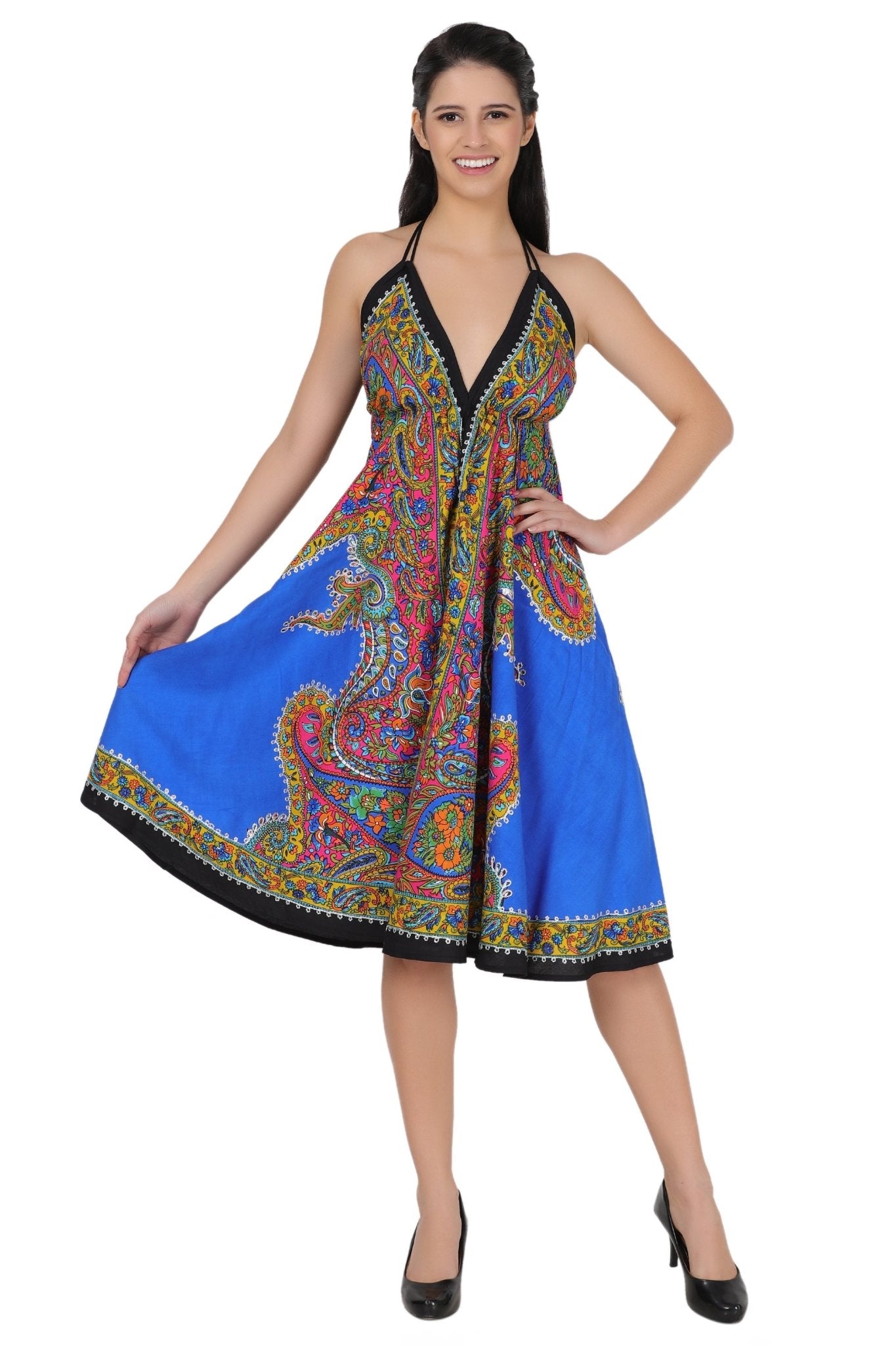 Halter Top Elastic Back Mid-Length Batik Dress PD-9706 - Advance Apparels Inc