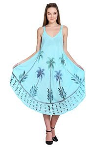 Hawaiian Palm Tree V-Neck Tie Dye Umbrella Dress 19333 - Advance Apparels Inc