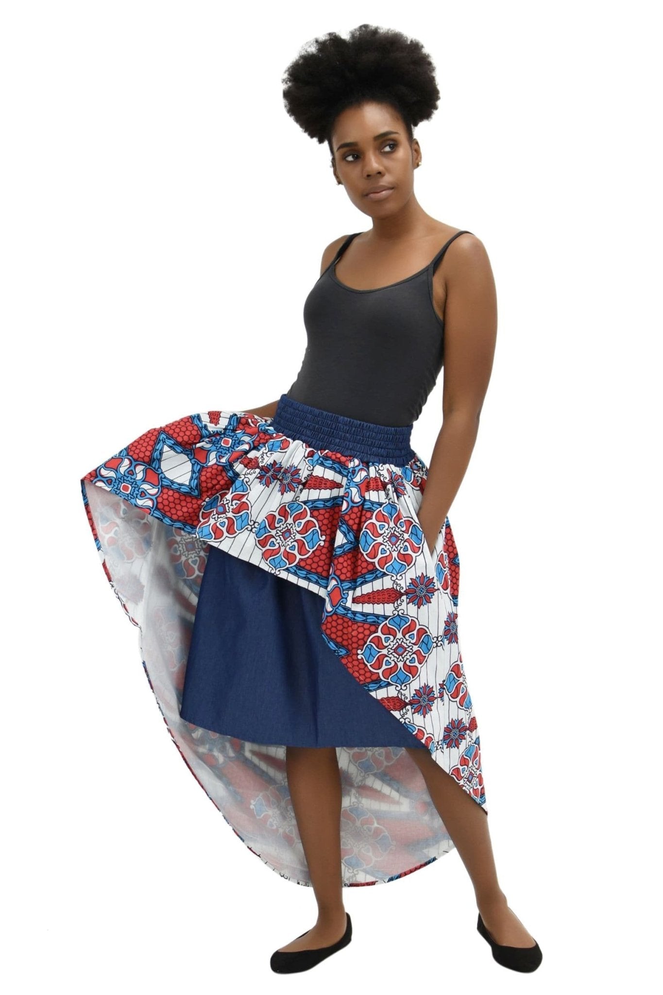 Hi-Lo Denim Maxi Skirt 17626 - Advance Apparels Inc