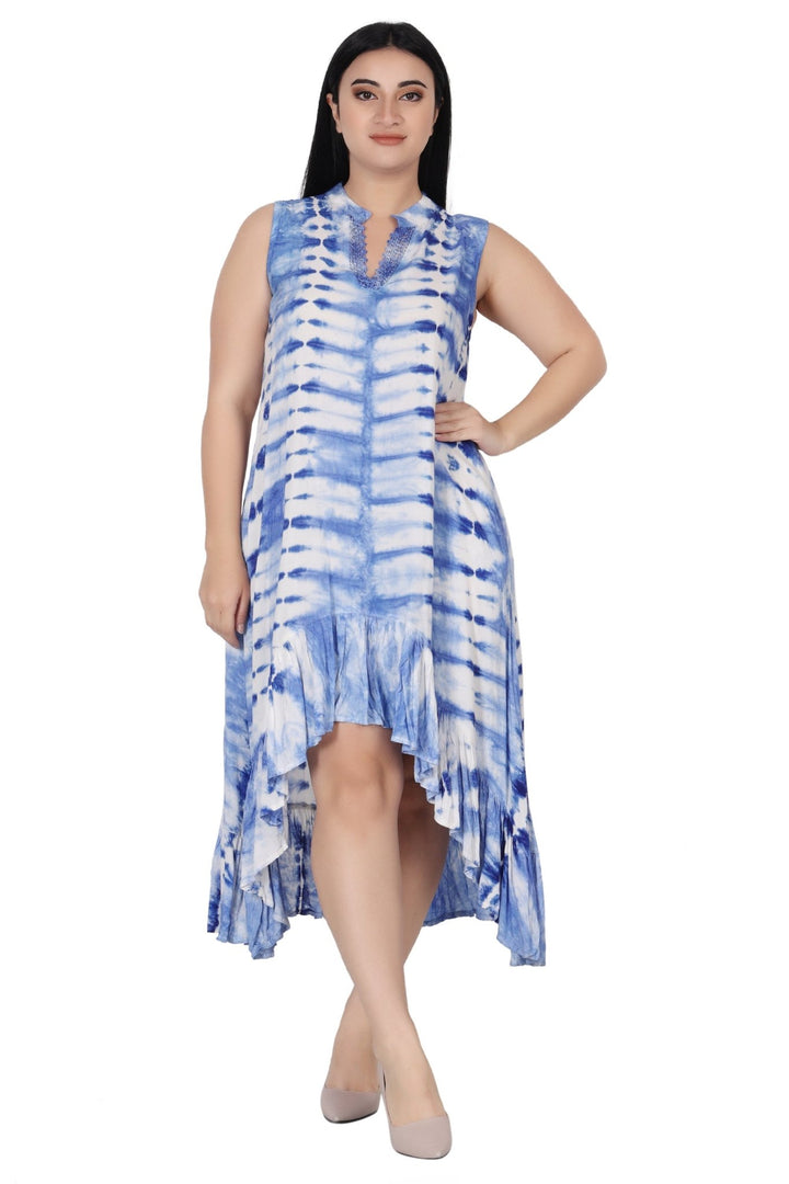 Laced V-Neck Tie Dye Dress 482133 - Advance Apparels Inc