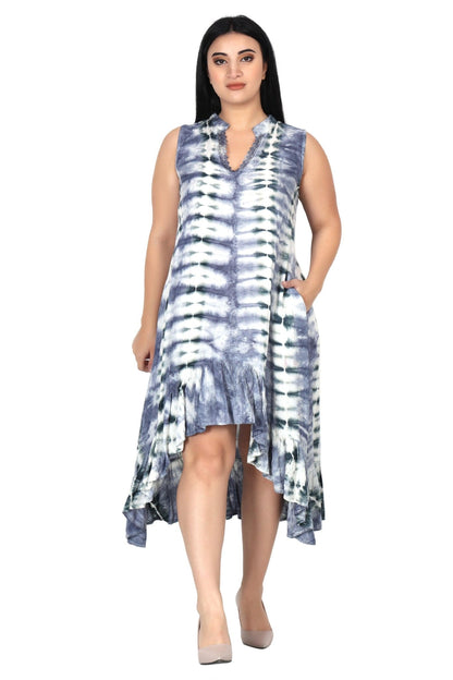 Laced V-Neck Tie Dye Dress 482133 - Advance Apparels Inc