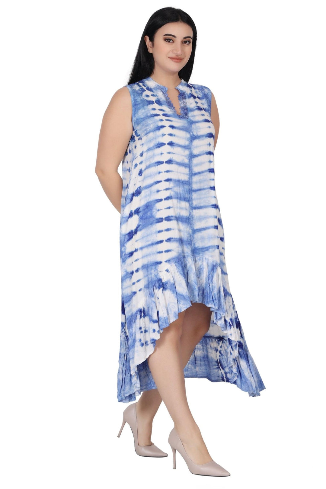 Laced V-Neck Tie Dye Dress 482133 - Advance Apparels Inc