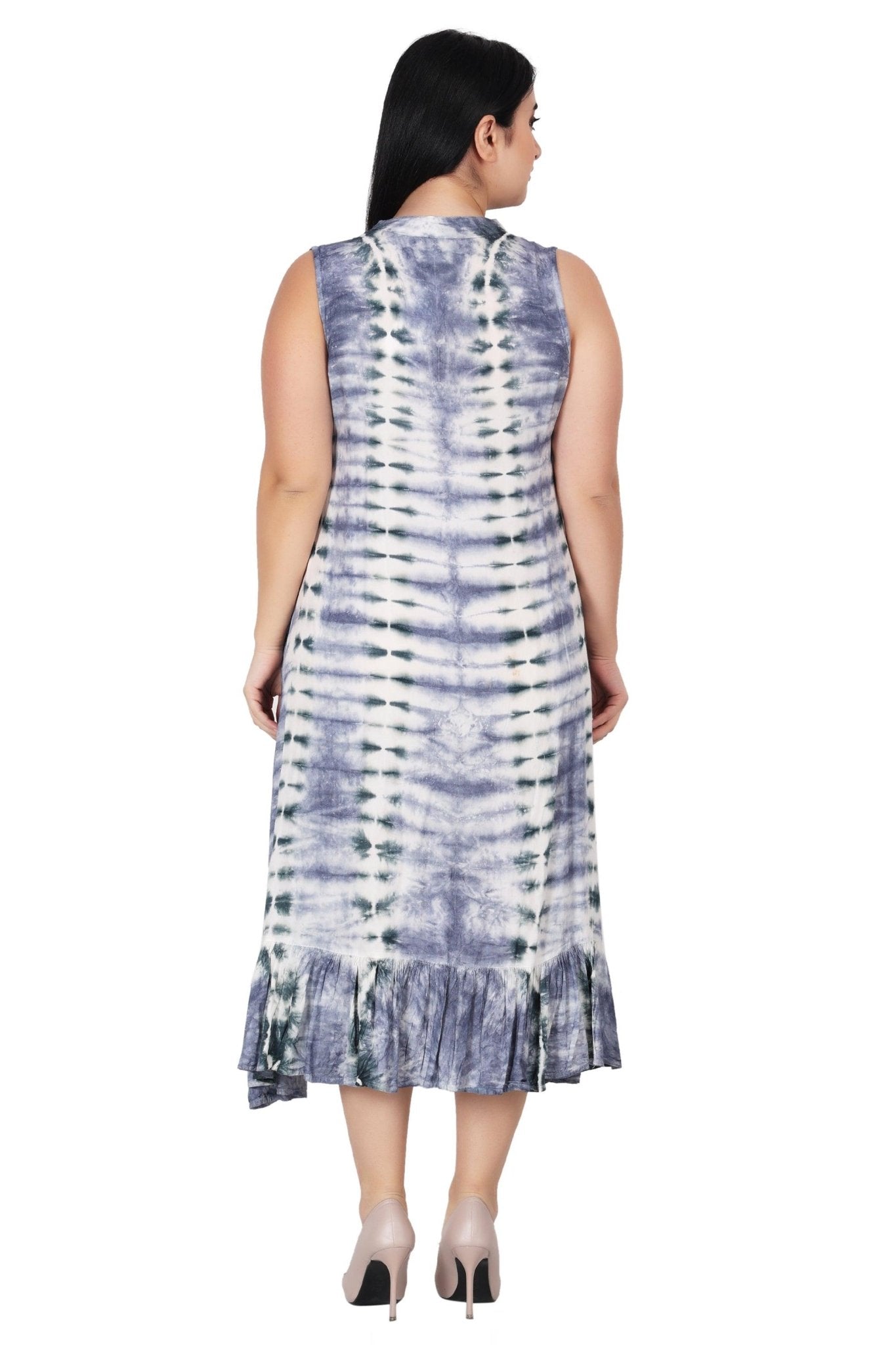 Laced V-Neck Tie Dye Dress 482133 - Advance Apparels Inc