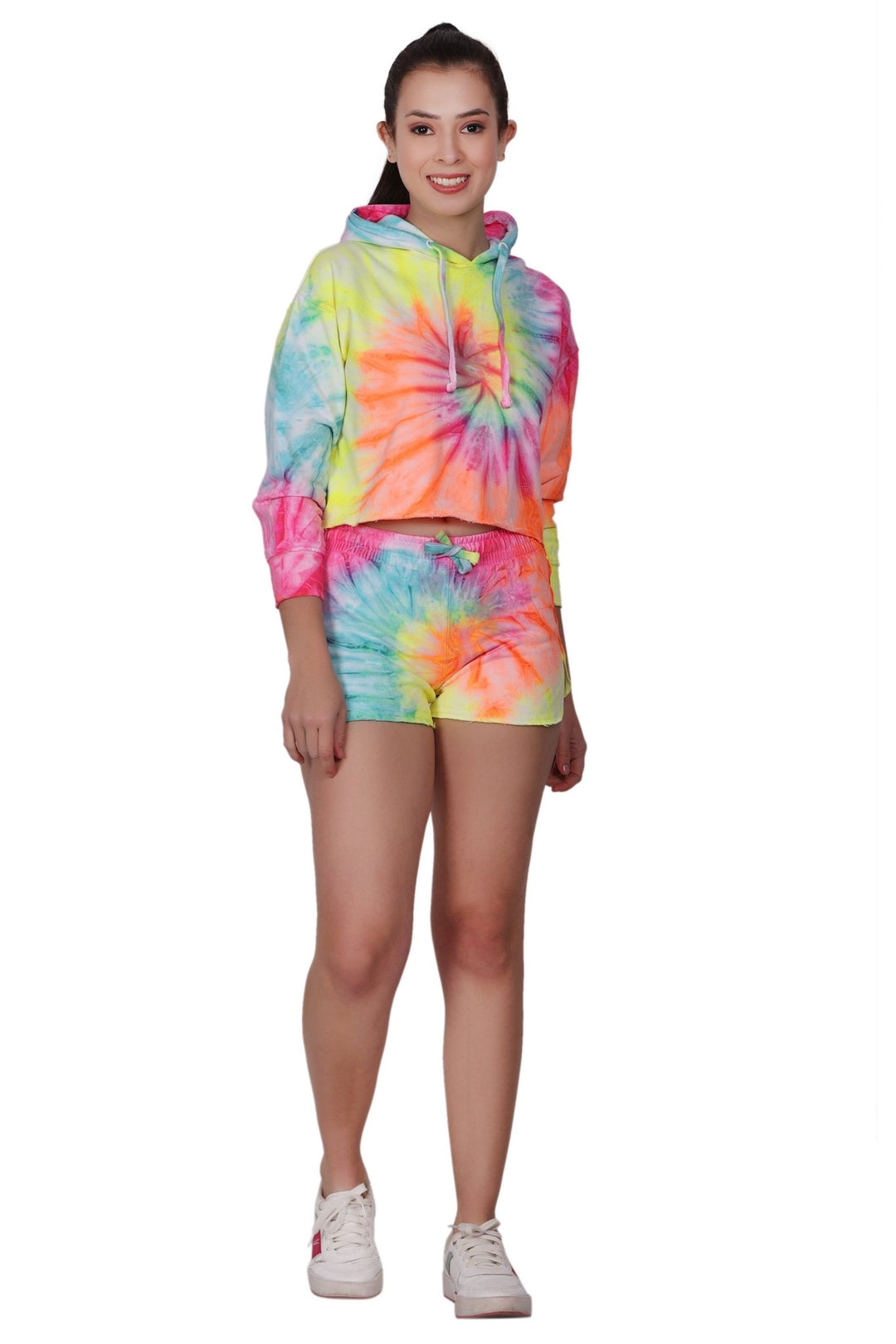 Ladies Two Piece Tie Dye Crop Set Cotton Blend Activewear 9603/8603 - Advance Apparels Inc