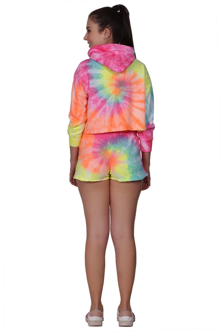 Ladies Two Piece Tie Dye Crop Set Cotton Blend Activewear 9603/8603 - Advance Apparels Inc