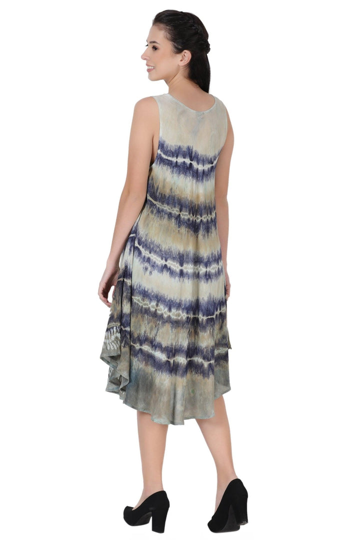 Layered Block Print Tie Dye Beach Dress 422289R - Advance Apparels Inc