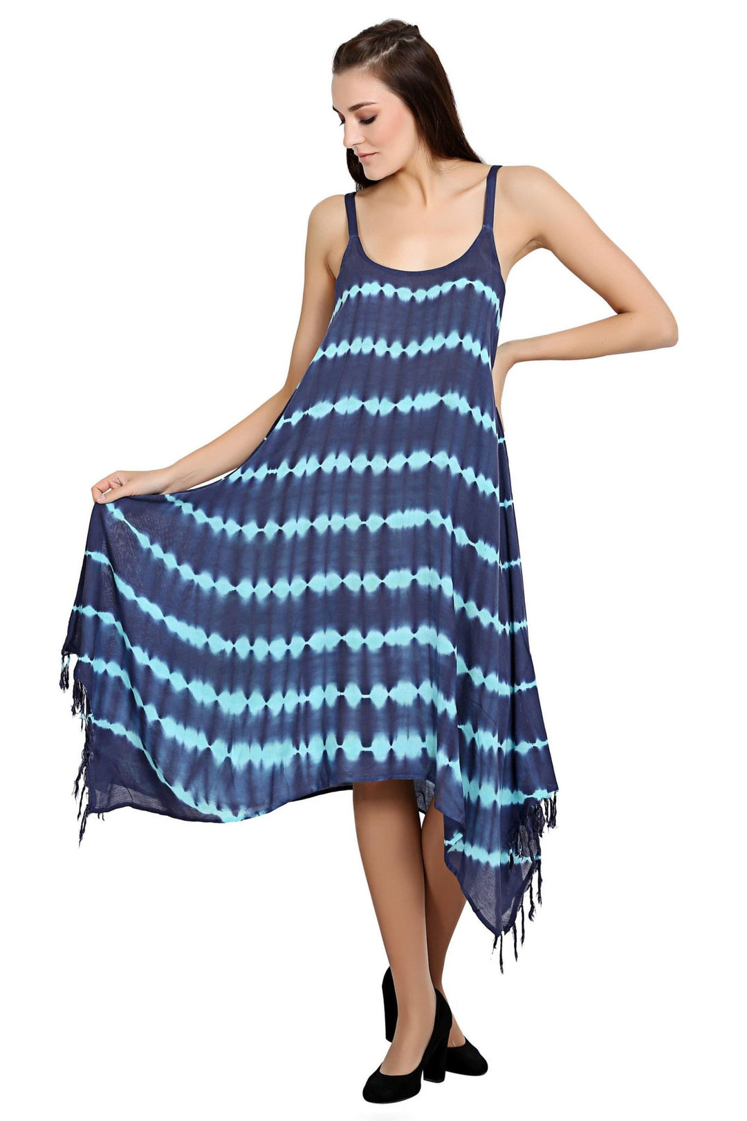 Layered Tie Dye Fairytale Dress w/ Fringes 19272 - Advance Apparels Inc