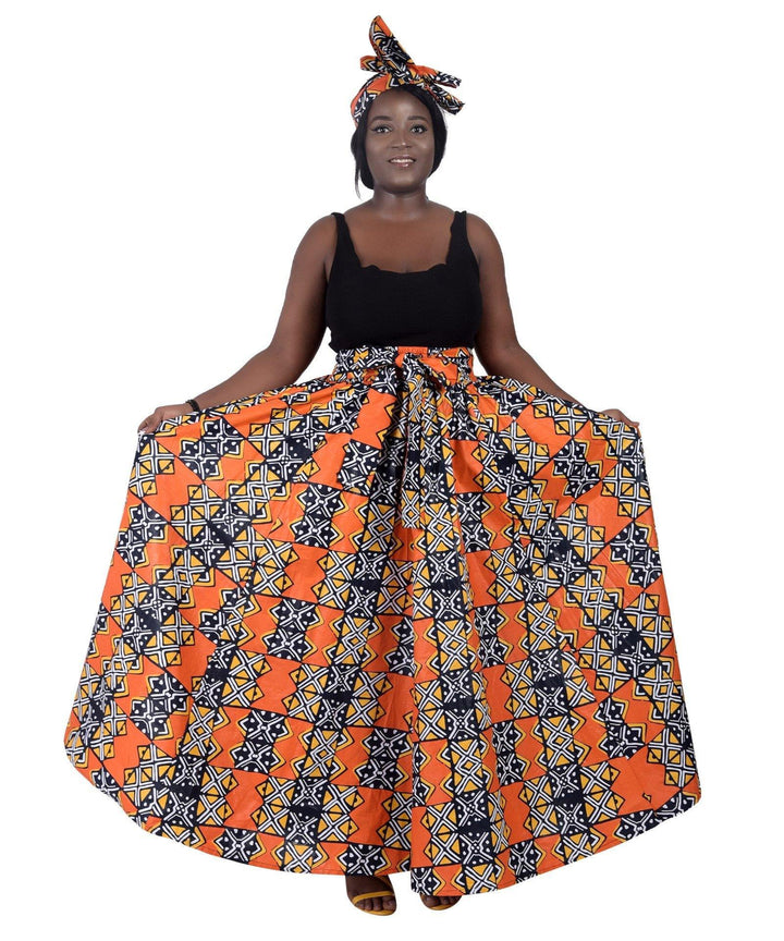 Long African Print Maxi Skirt Elastic Waist Ankara Fashion - Advance Apparels Inc