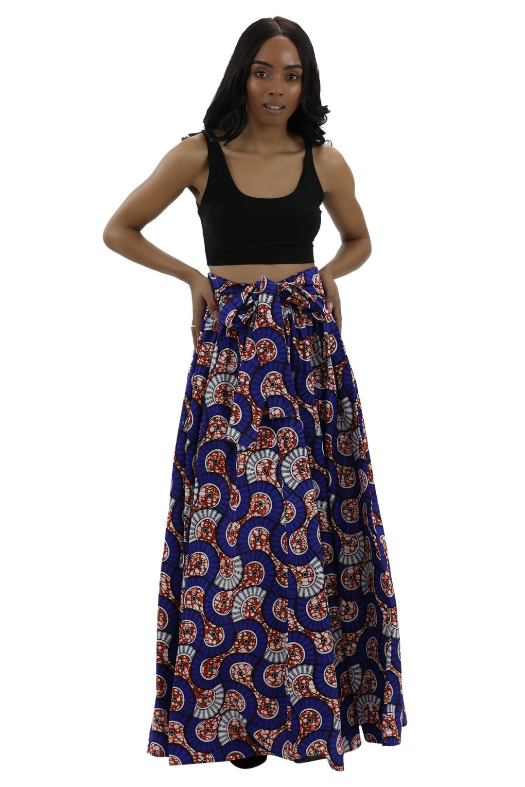 Long African Print Maxi Skirt Elastic Waist Ankara Fashion - Advance Apparels Inc