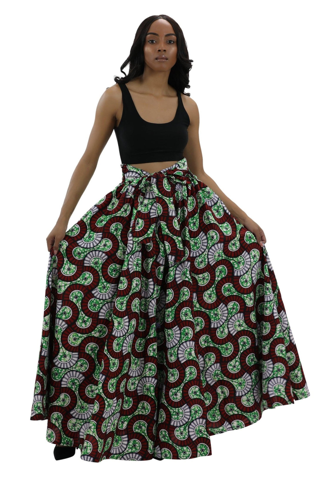 Long African Print Maxi Skirt Elastic Waist Ankara Fashion - Advance Apparels Inc