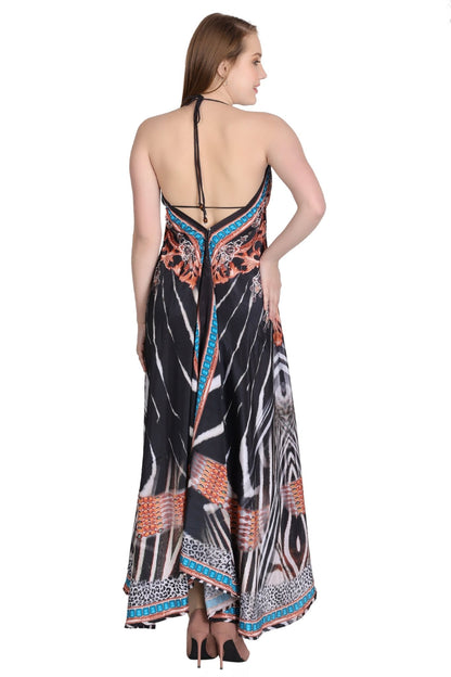 Long Silk Halter Top Dress PD-9709 - Advance Apparels Inc