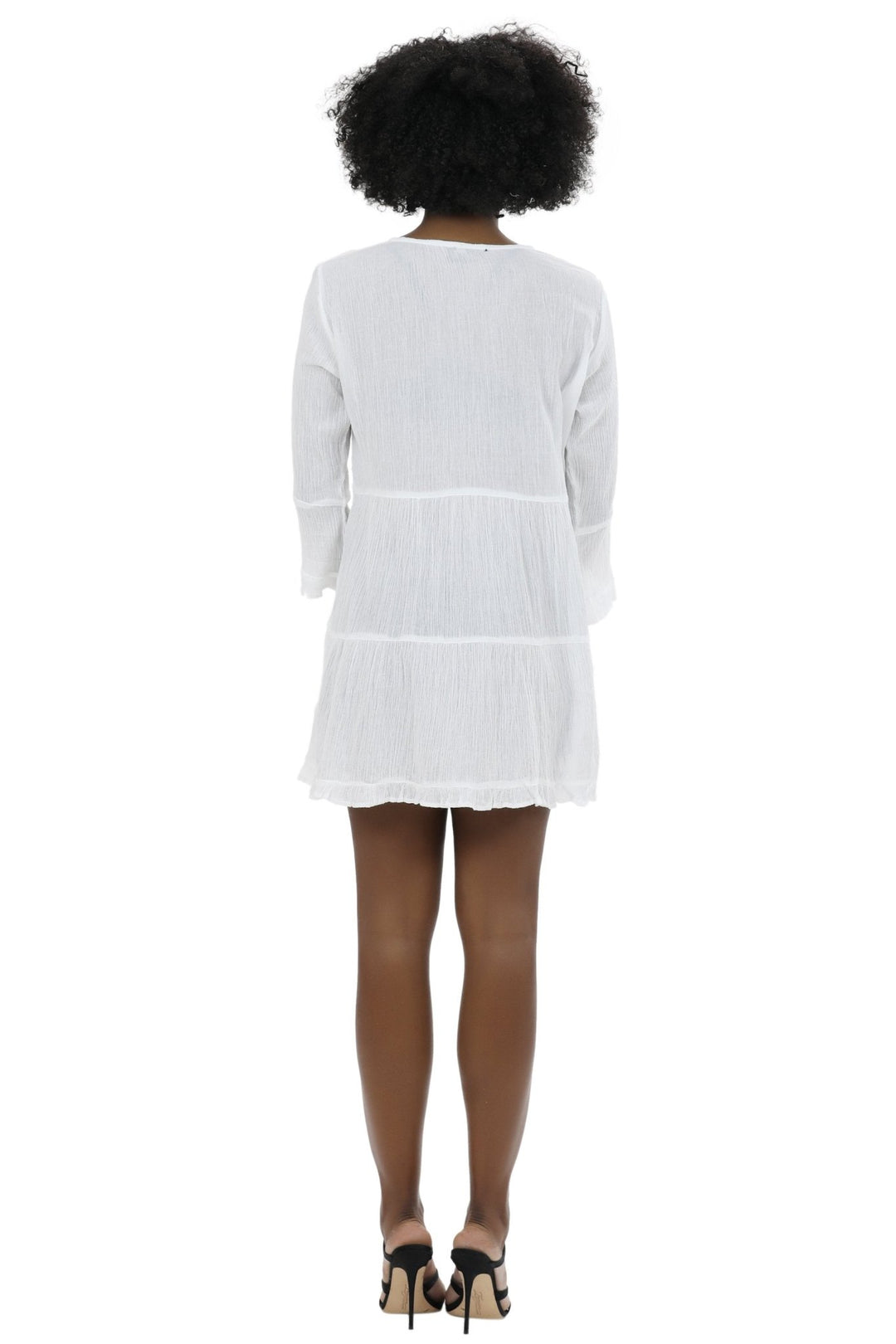 Long Sleeve Hand Embroidered White Dress WD-21113 - Advance Apparels Inc