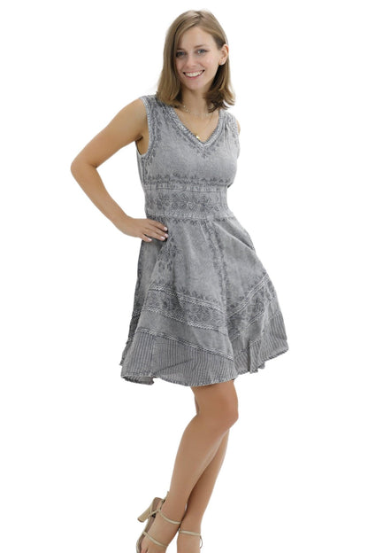 Mid-Length Acid Wash Dress 161111 - Advance Apparels Inc