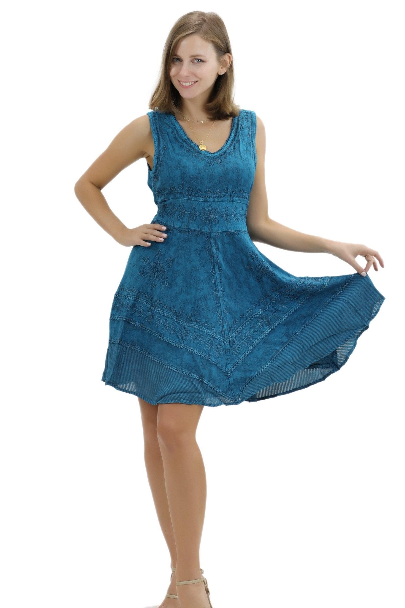 Mid-Length Acid Wash Dress 161111 - Advance Apparels Inc