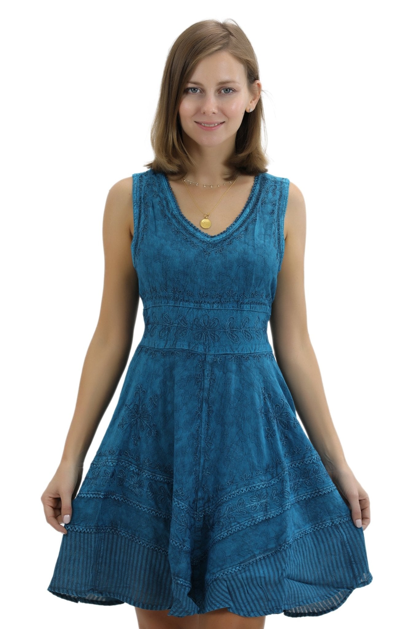 Mid-Length Acid Wash Dress 161111 - Advance Apparels Inc