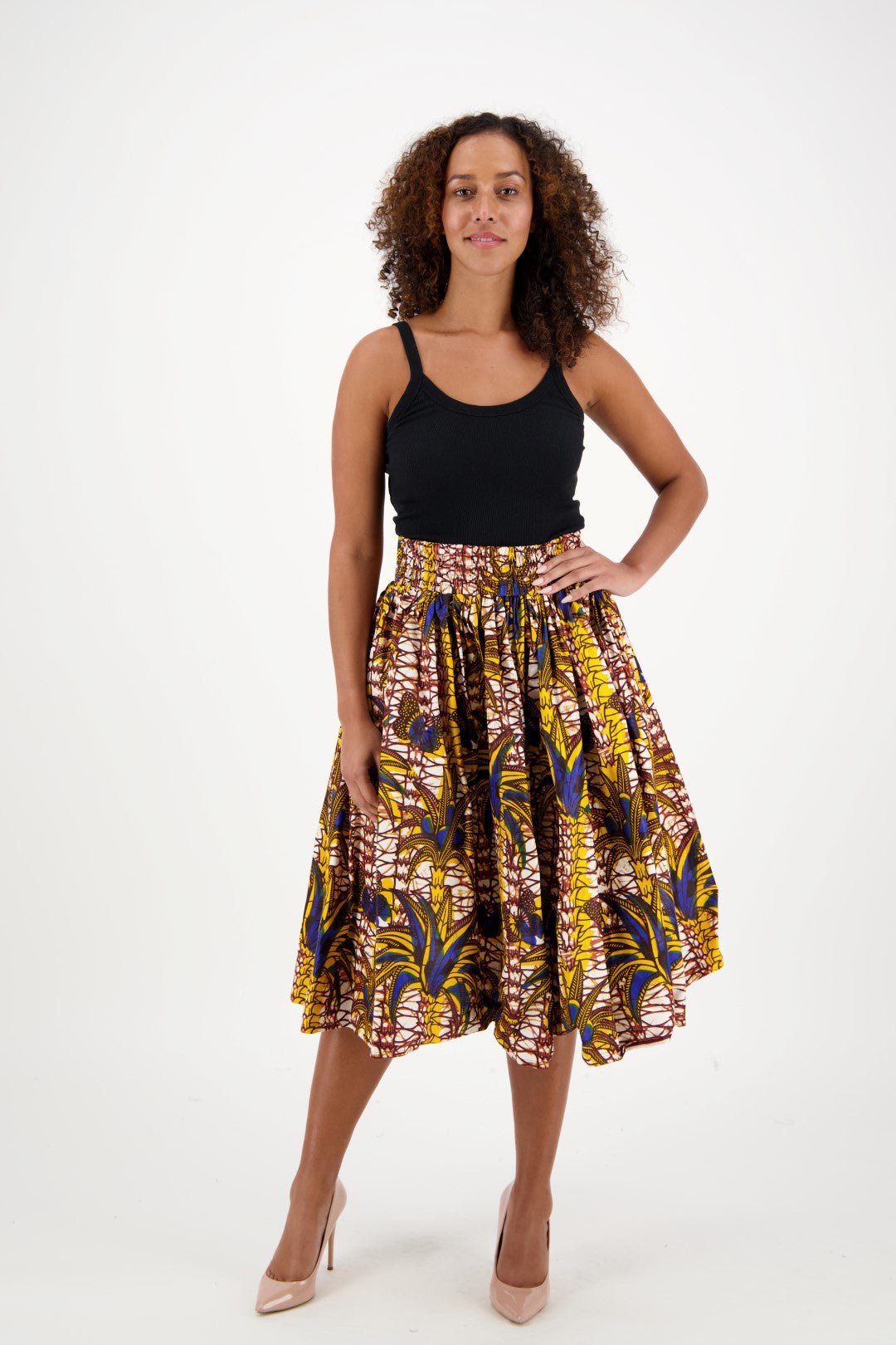 Mid-Length African Print Maxi Skirt Pockets Headwrap Included 16321-528 - Advance Apparels Inc