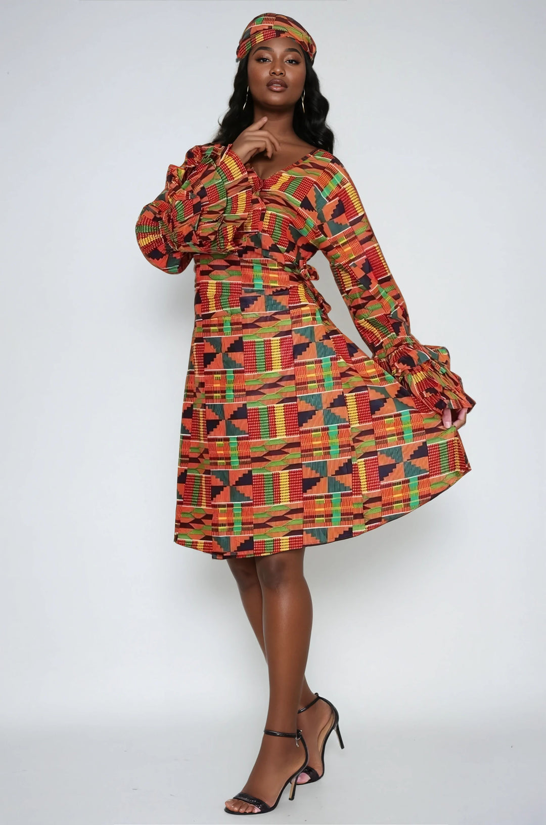 Mid-Length Ankara Wrap Dress 1621