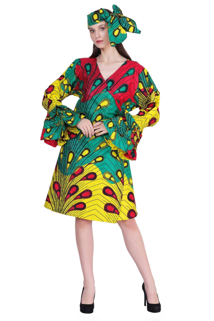 Mid-Length Ankara Wrap Dress 1621 - Advance Apparels Inc