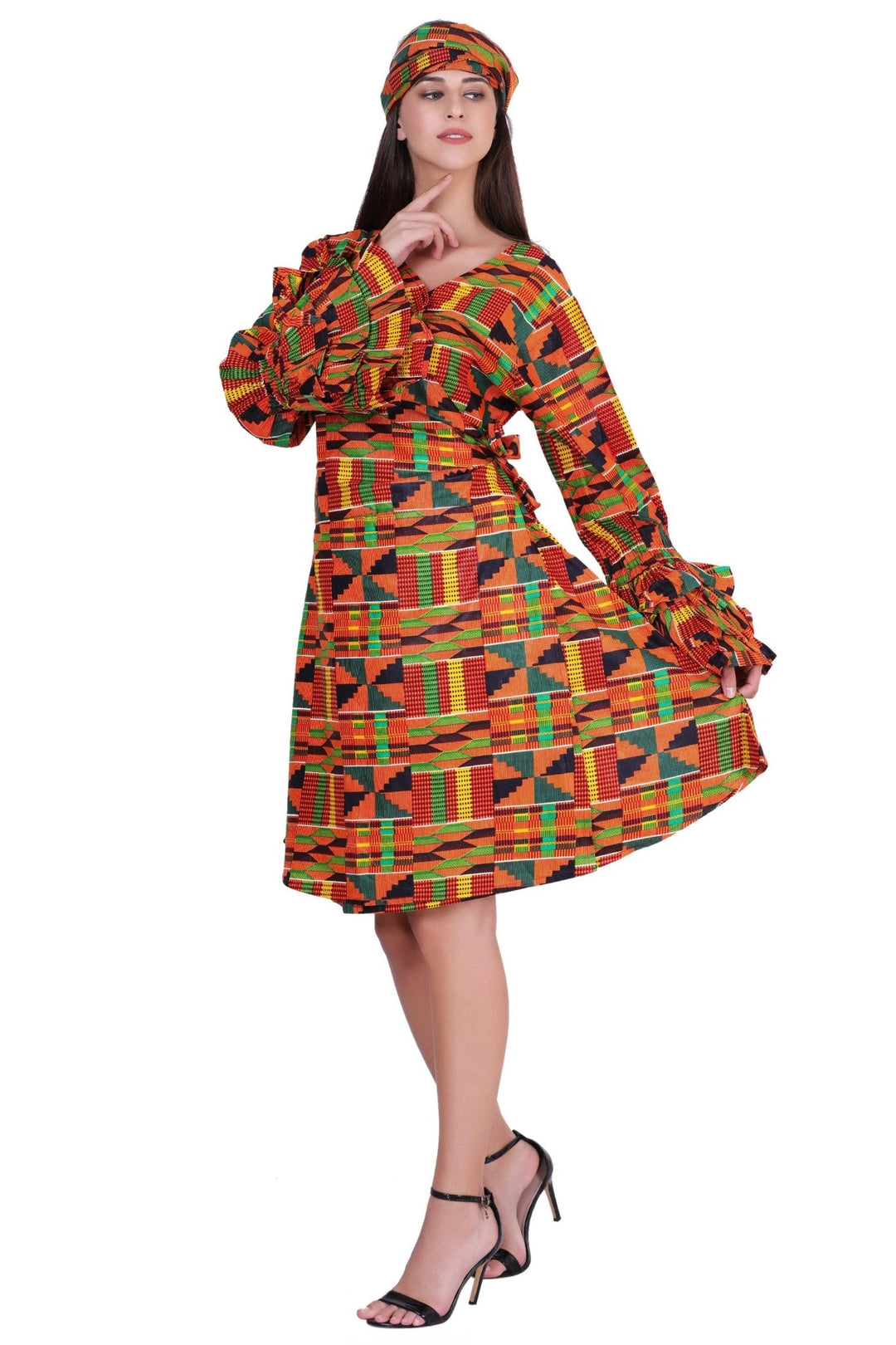 Mid-Length Ankara Wrap Dress 1621 - Advance Apparels Inc