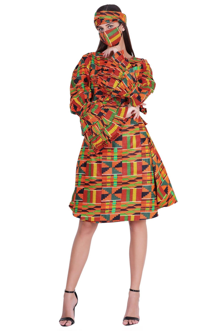 Mid-Length Ankara Wrap Dress 1621 - Advance Apparels Inc