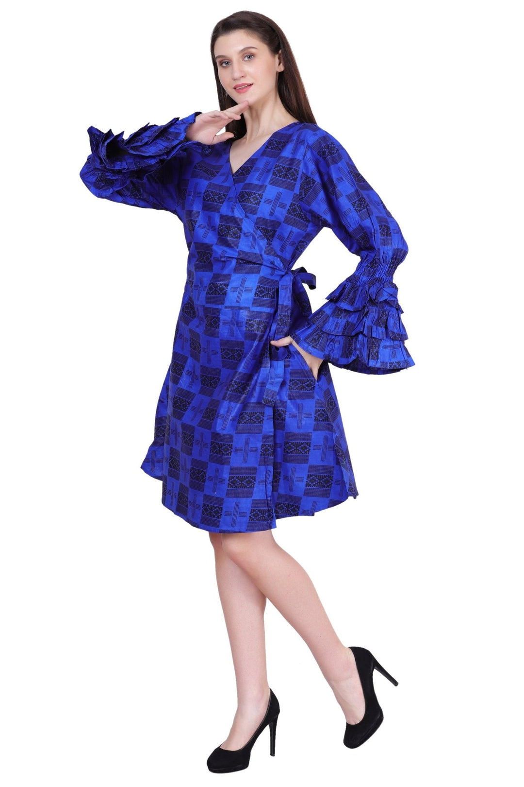 Mid-Length Ankara Wrap Dress 1621 - Advance Apparels Inc