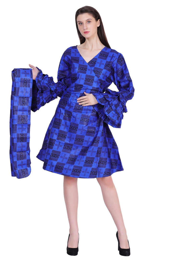 Mid-Length Ankara Wrap Dress 1621 - Advance Apparels Inc