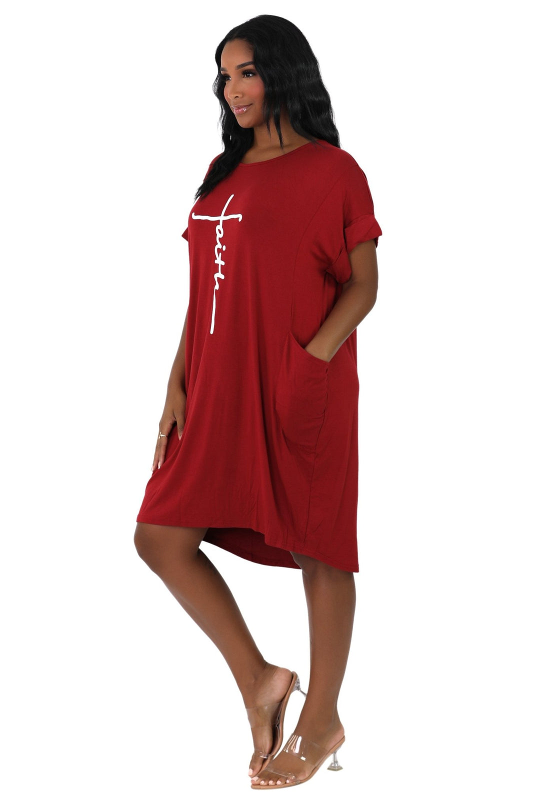 Mid-Length "Faith" Knitted Short Sleeve Dress 5555 - Advance Apparels Inc