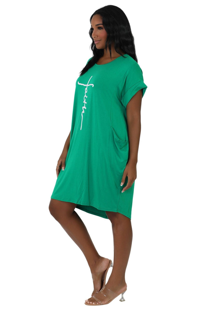 Mid-Length "Faith" Knitted Short Sleeve Dress 5555 - Advance Apparels Inc