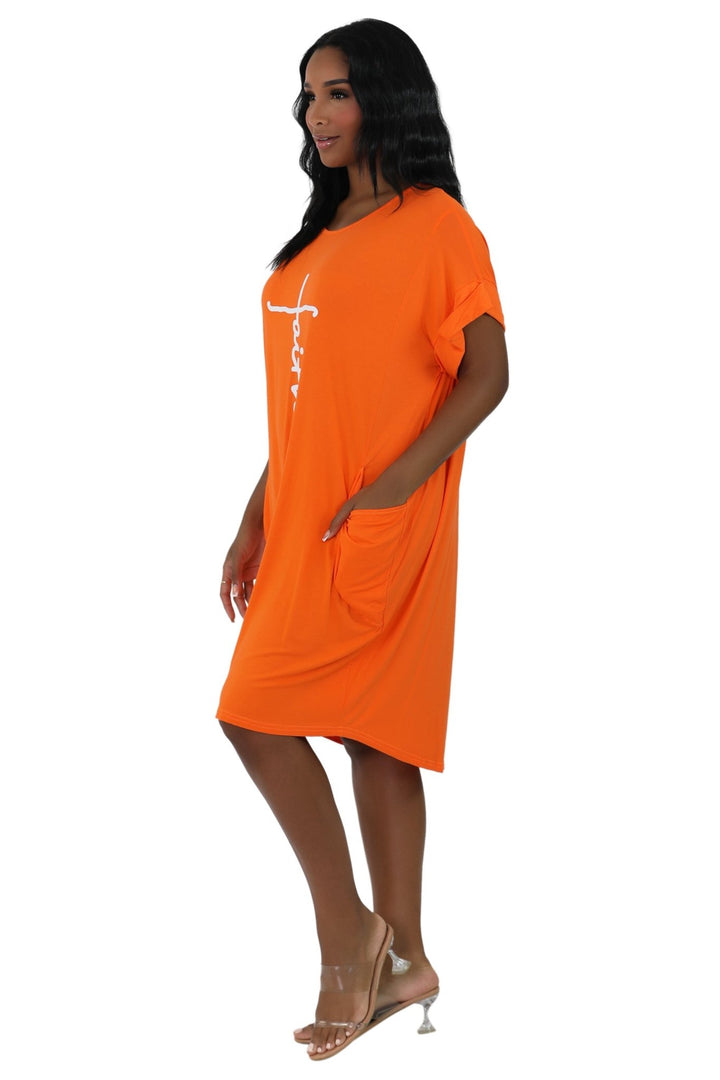 Mid-Length "Faith" Knitted Short Sleeve Dress 5555 - Advance Apparels Inc