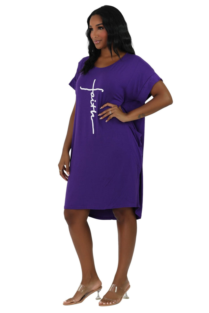 Mid-Length "Faith" Knitted Short Sleeve Dress 5555 - Advance Apparels Inc