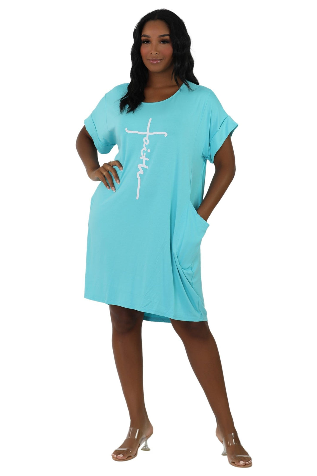 Mid-Length "Faith" Knitted Short Sleeve Dress 5555 - Advance Apparels Inc