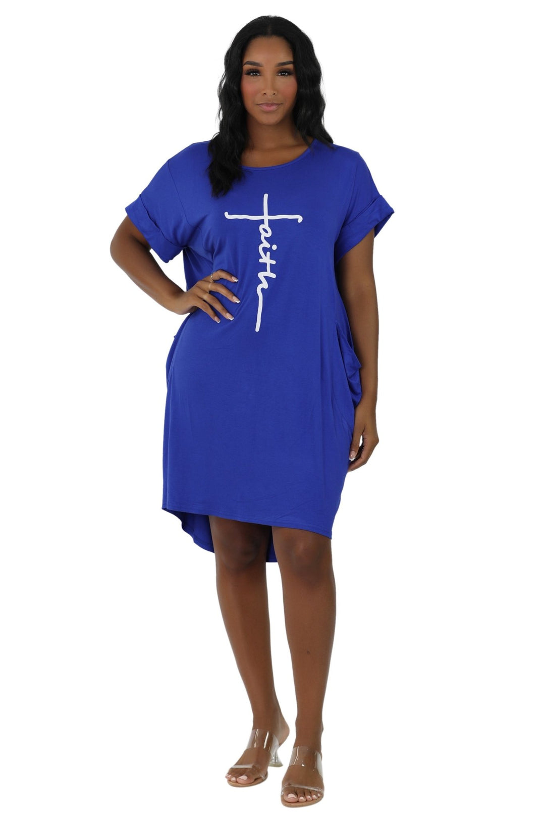 Mid-Length "Faith" Knitted Short Sleeve Dress 5555 - Advance Apparels Inc