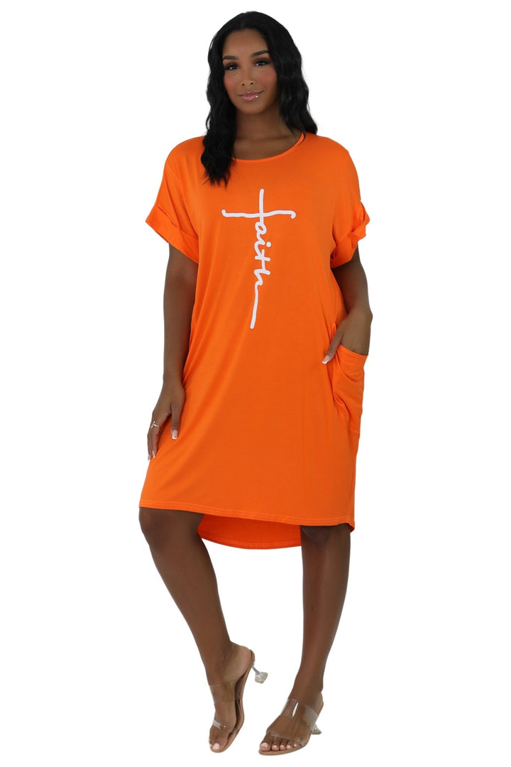 Mid-Length "Faith" Knitted Short Sleeve Dress 5555 - Advance Apparels Inc