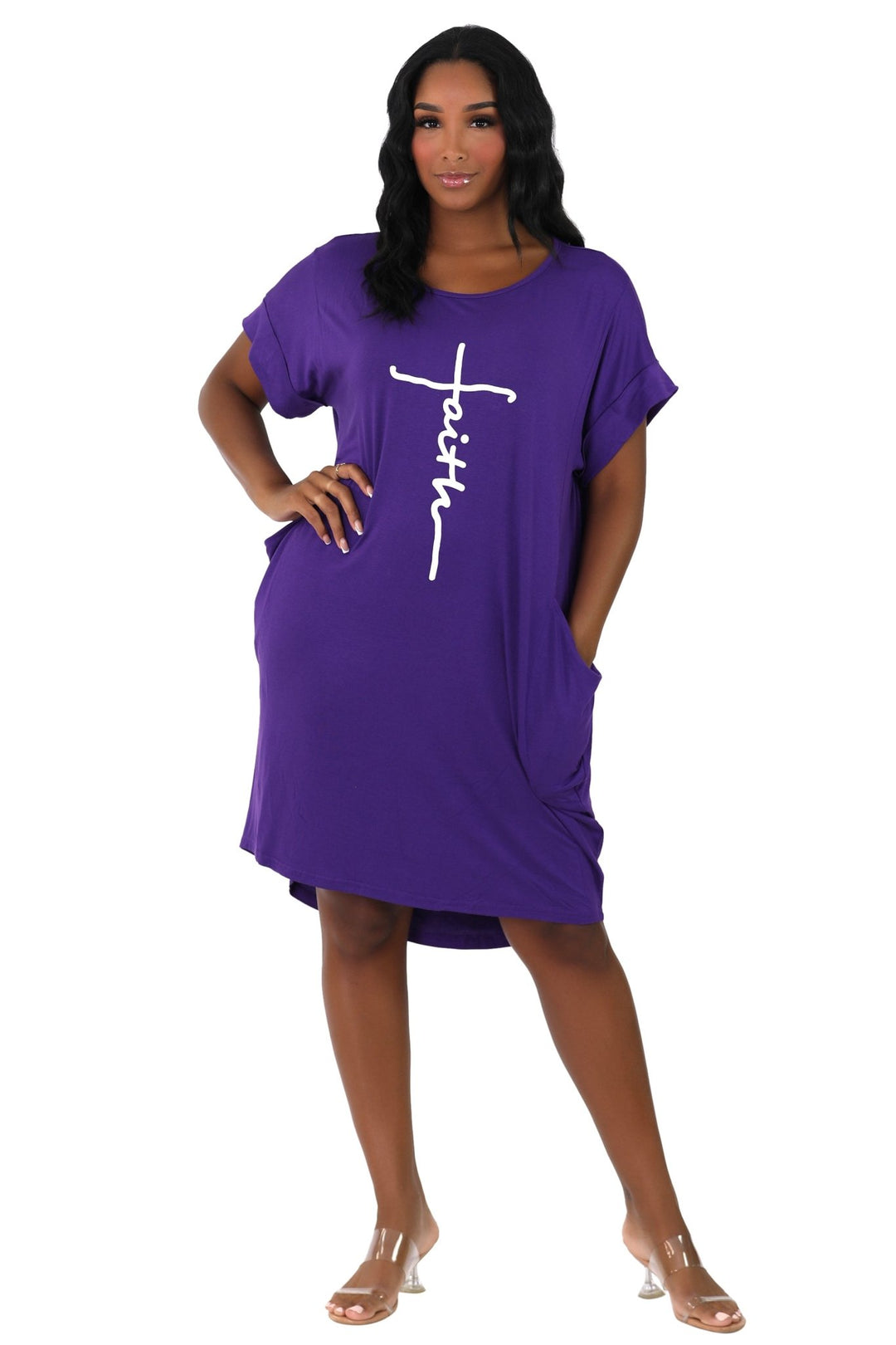 Mid-Length "Faith" Knitted Short Sleeve Dress 5555 - Advance Apparels Inc