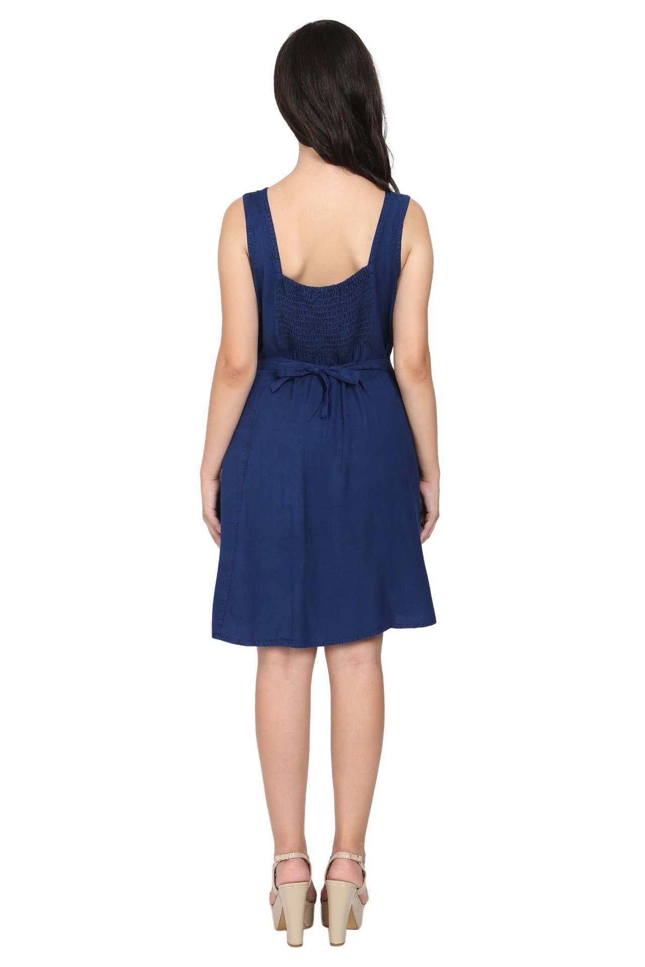 Mid-Length Sleeveless Embroidered Acid Wash Dress - Advance Apparels Inc