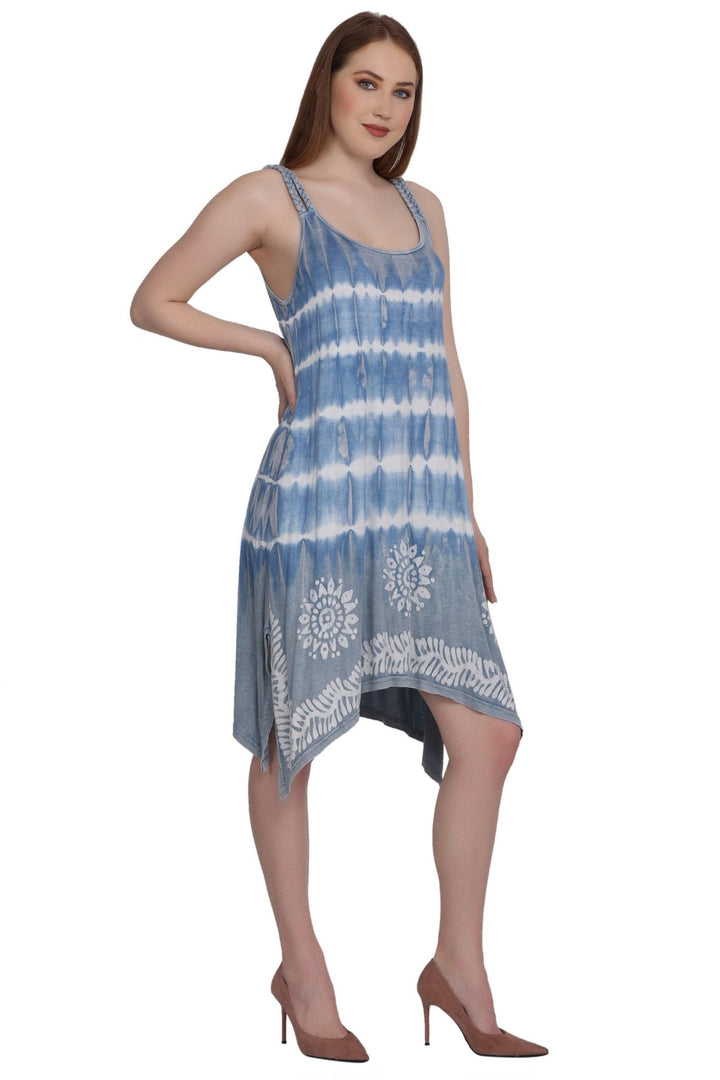 Mid Length Tie Dye Spaghetti Strap Dress SPD75 - Advance Apparels Inc