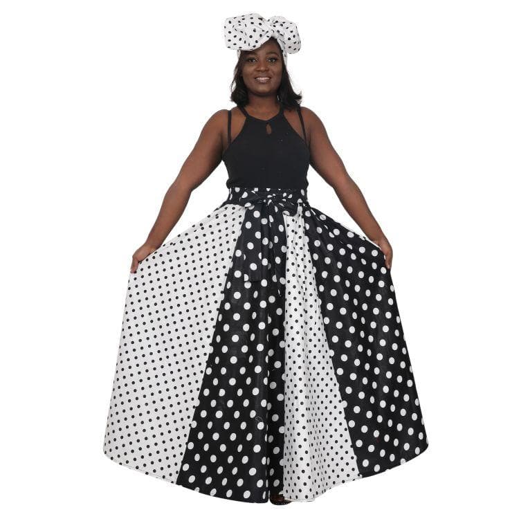 Multi-Print Polka Dot Ankara Maxi Skirt 16359-75/83 - Advance Apparels Inc