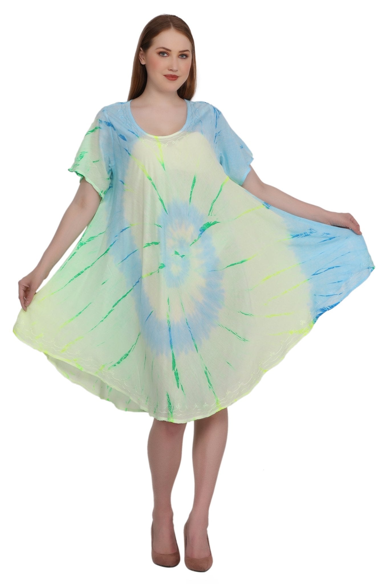 Neon Tie Dye Cap Sleeve Dress 442128 - Advance Apparels Inc