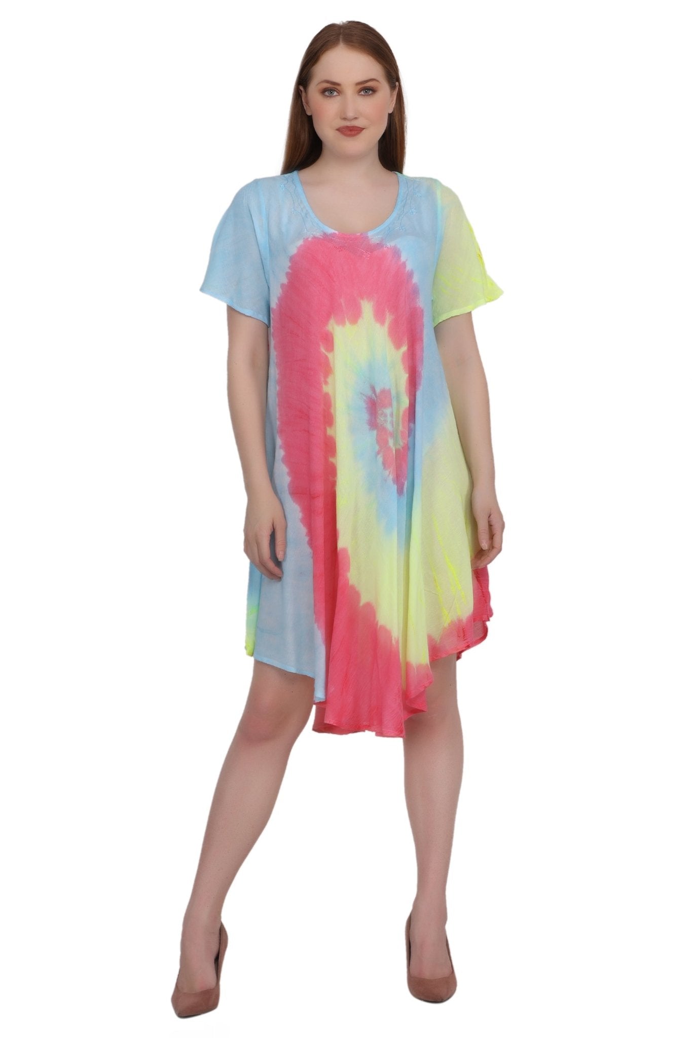 Neon Tie Dye Cap Sleeve Dress 442128 - Advance Apparels Inc