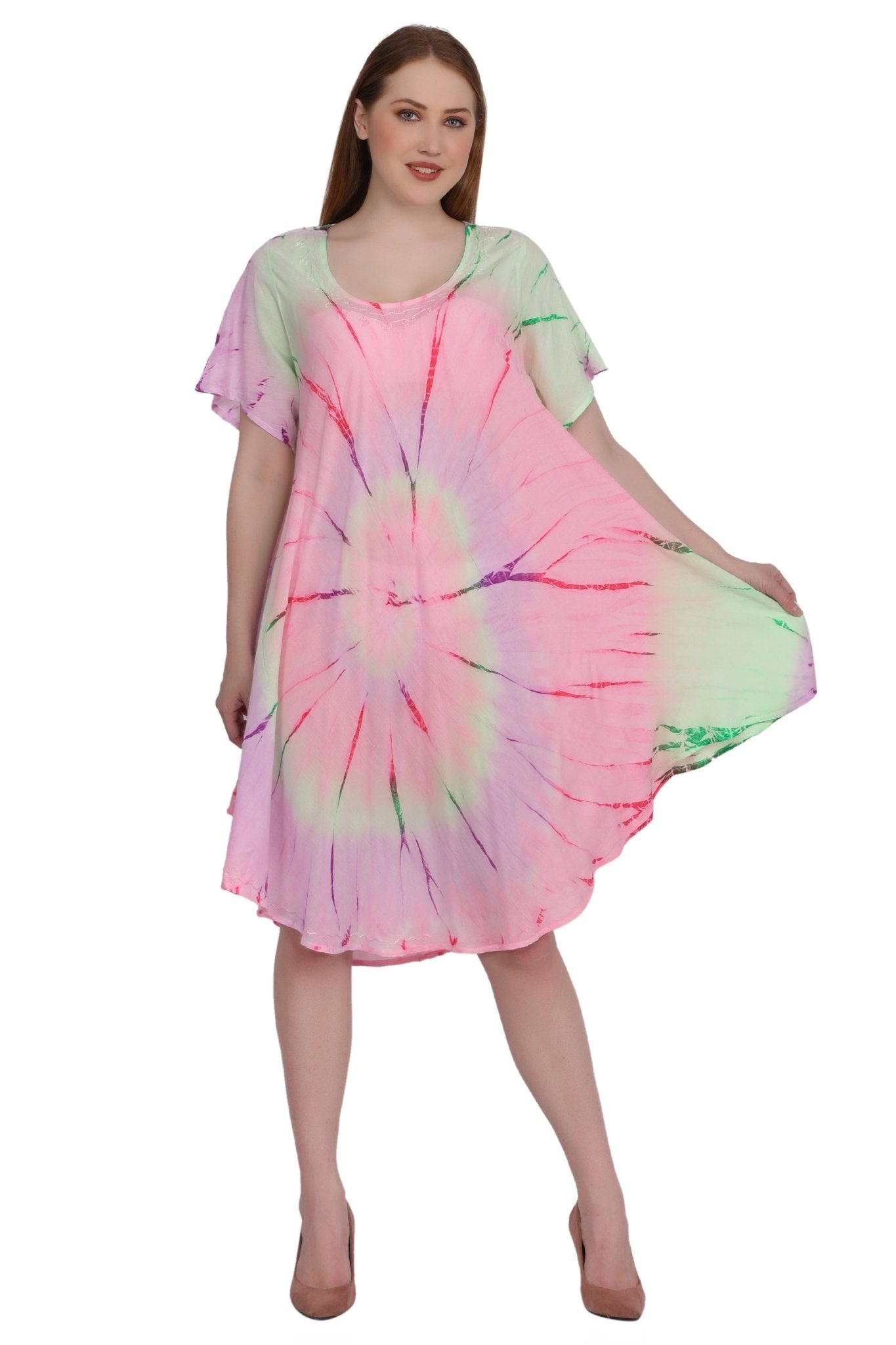 Neon Tie Dye Cap Sleeve Dress 442128 - Advance Apparels Inc