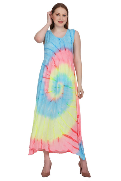 Neon Tie Dye Sleeveless Dress 522138 - Advance Apparels Inc