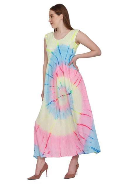 Neon Tie Dye Sleeveless Dress 522138 - Advance Apparels Inc