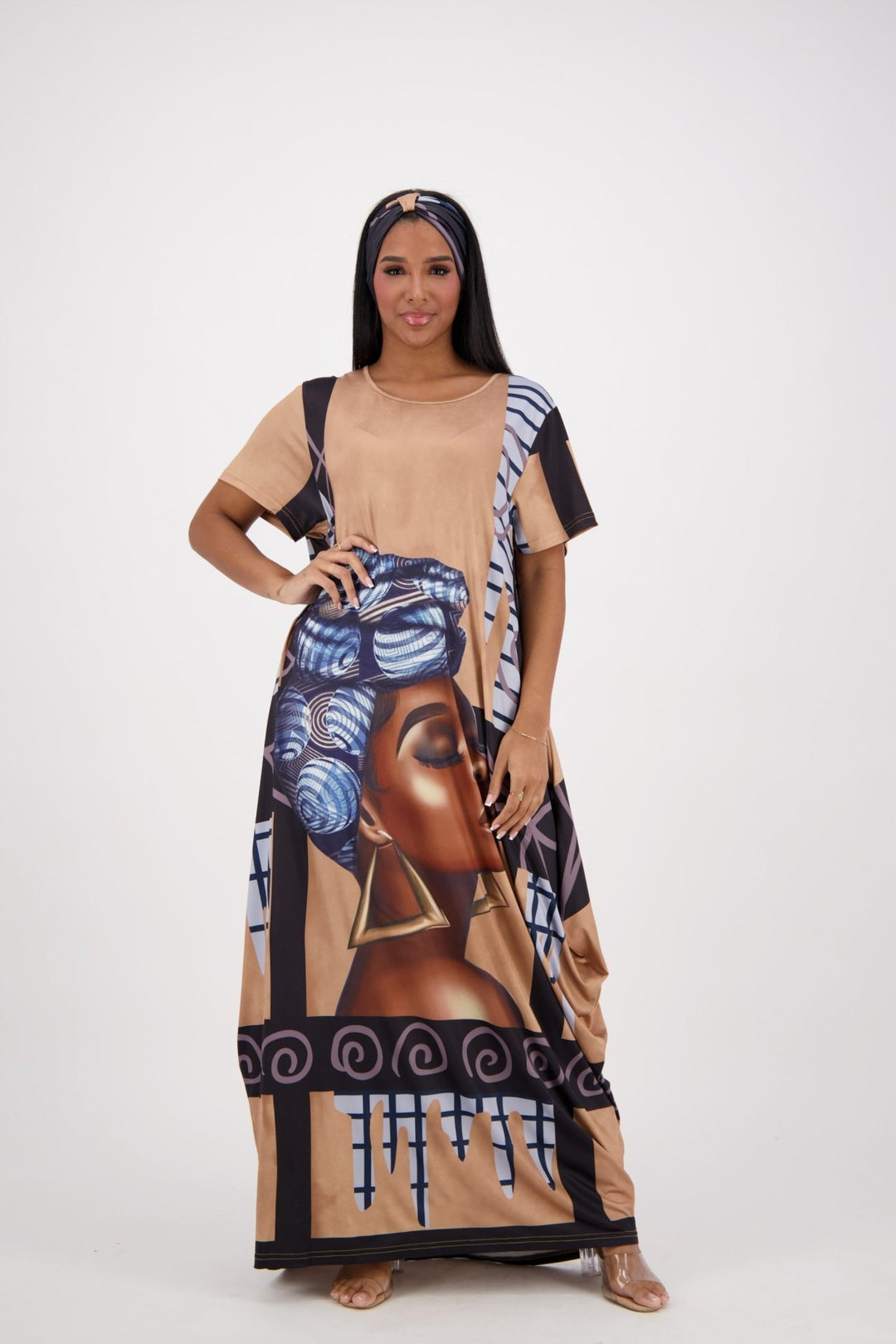 Neutral Brown Print Kaftan CH8863 - Advance Apparels Inc